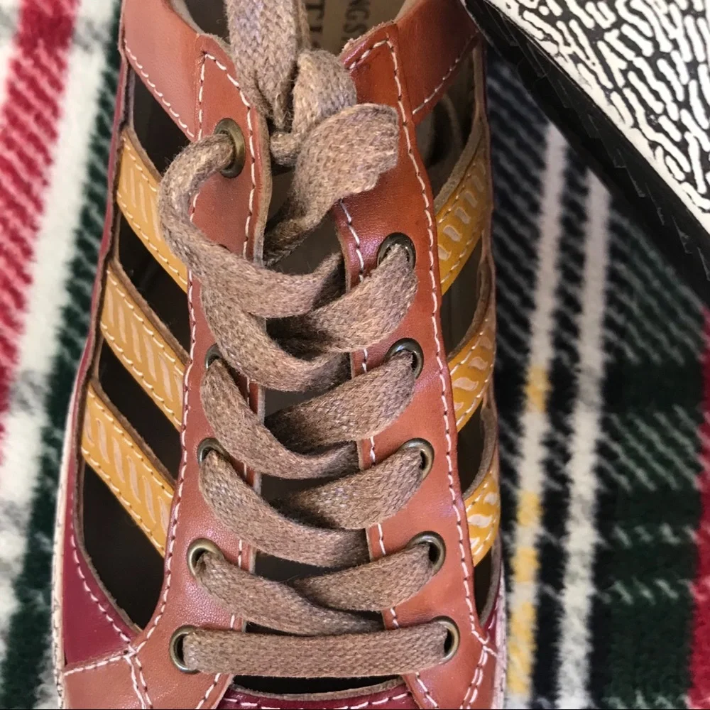 L’ARTISTE SPRING STEP PORSCHA HAND PAINTED LEATHER FLATFORM SNEAKER SZ 37 - Picture 5 of 12
